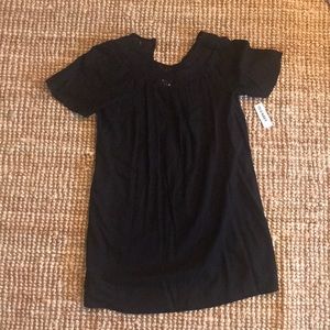 Black dress with a mesh neckline